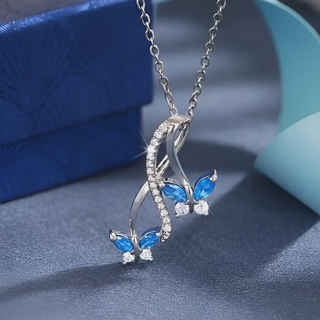 Elegant Twin Butterflies Infinity Pendant Necklace for Women - FDJO18