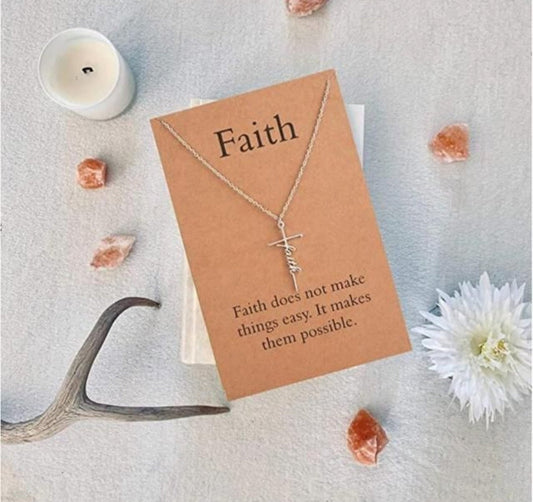 Faith Cross Necklace for Hope and Love Pendant